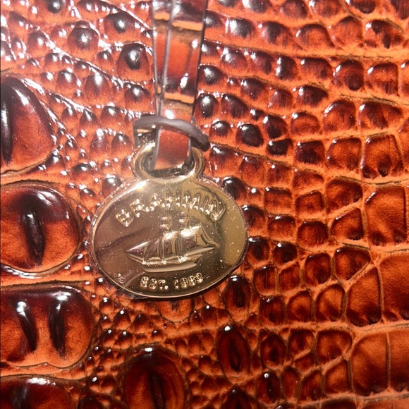 Brahmin Small Caroline satchel in Pecan Melbourne Crocodile-Embossed Leather - Picture 2 of 5